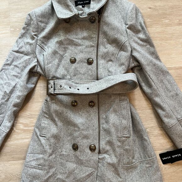 Black Rivet Wool Blend Grey Pea Coat Women's-Size XL - Picture 3 of 9